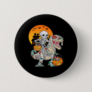 Badge Rond 5 Cm Dinosaure squelette T Rex Halloween garçons enfant