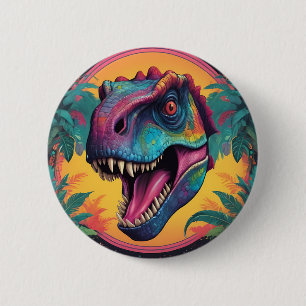 Badge Rond 5 Cm Dinosaure T-Rex Cute