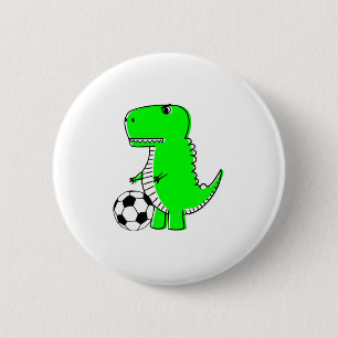Badge Rond 5 Cm Dinosaure Vert Aime Le Football