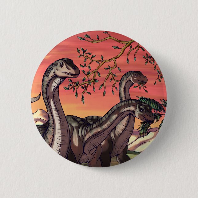Badge Rond 5 Cm Dinosaures à Dusk (Devant)