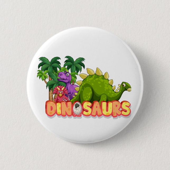 Badge Rond 5 Cm Dinosaures pour enfants (Devant)
