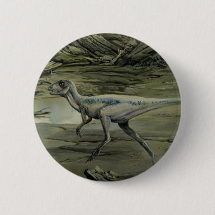 Badge Rond 5 Cm Dinosaures vintages, Hypsilophodon crétacé