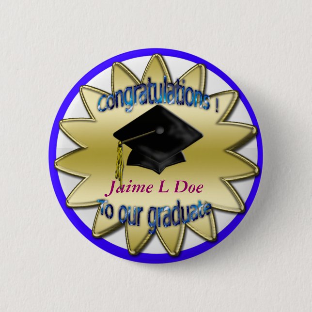 Badge Rond 5 Cm diplômé de congrats commémoratif (Devant)