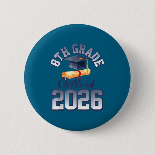 Badge Rond 5 Cm diplômé de la promotion 2026 de 8e année  (Devant)