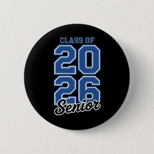 Badge Rond 5 Cm Diplômé de la promotion 2026 Senior Bleu Diplômé
