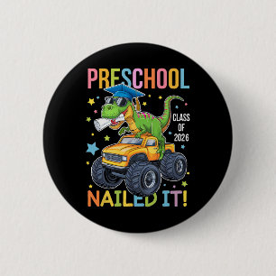 Badge Rond 5 Cm Diplômé de maternelle promotion 2025 diplômé dinos