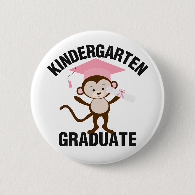 Badge Rond 5 Cm Diplômé rose de jardin d'enfants (Devant)