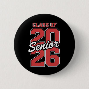 Badge Rond 5 Cm Diplômé Senior 2026 Rouge Promotion 26 Diplômée