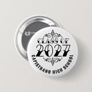 Badge Rond 5 Cm Diplômés de la promotion 2027 de la classe Gris de
