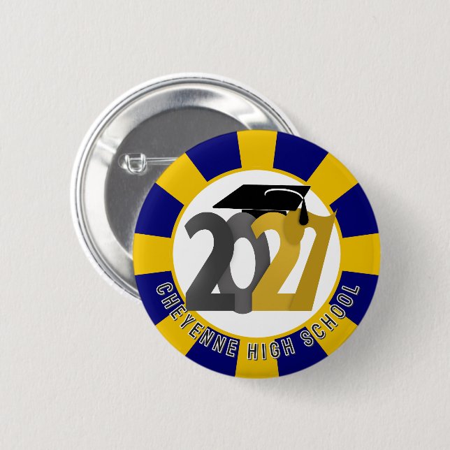 Badge Rond 5 Cm Diplômés de la promotion 2027 Gris Or (Devant & derrière)