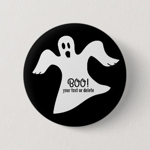 Badge Rond 5 Cm Dire blanc éffrayant de fantôme de Halloween HUENT