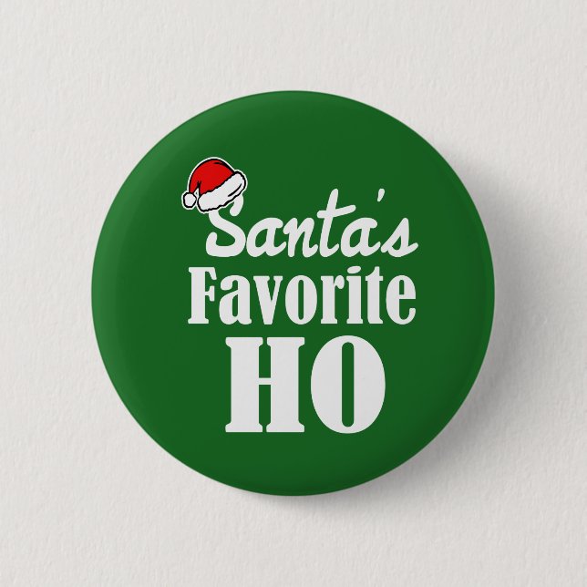 Badge Rond 5 Cm Dire drôle de Noël du favori de Père Noël Ho (Devant)