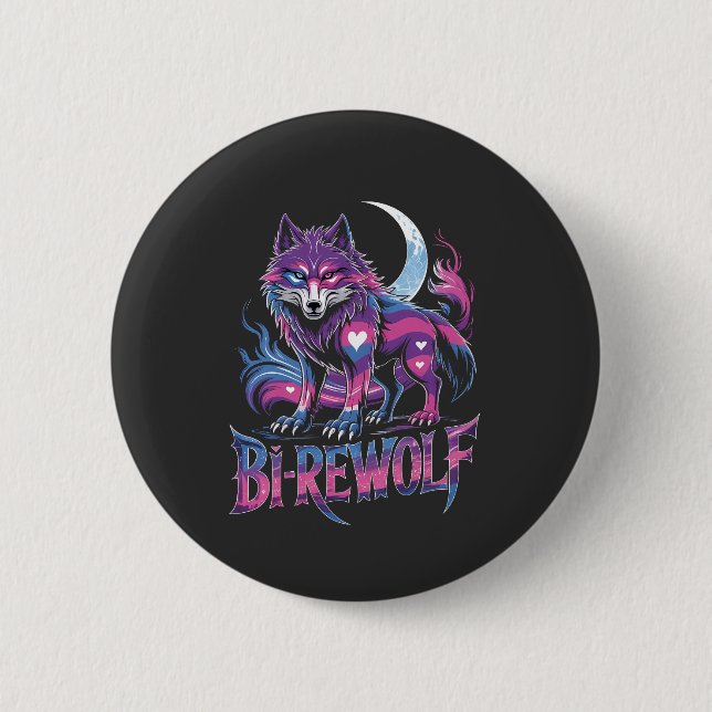 Badge Rond 5 Cm Dire Wolf Birewolf Bisexual LGBT (Devant)