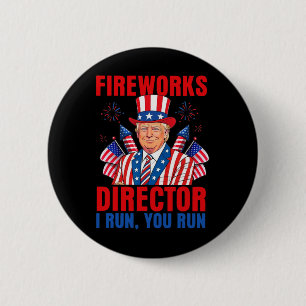 Badge Rond 5 Cm Directeur de Feux d'Artifice Je cours Vous courez