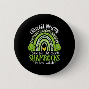 Badge Rond 5 Cm Directeur de garderie Plus beaux trèfles Arc-en-ci