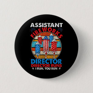 Badge Rond 5 Cm Directeur des feux d'artifice Usa Fête de l'Indépe