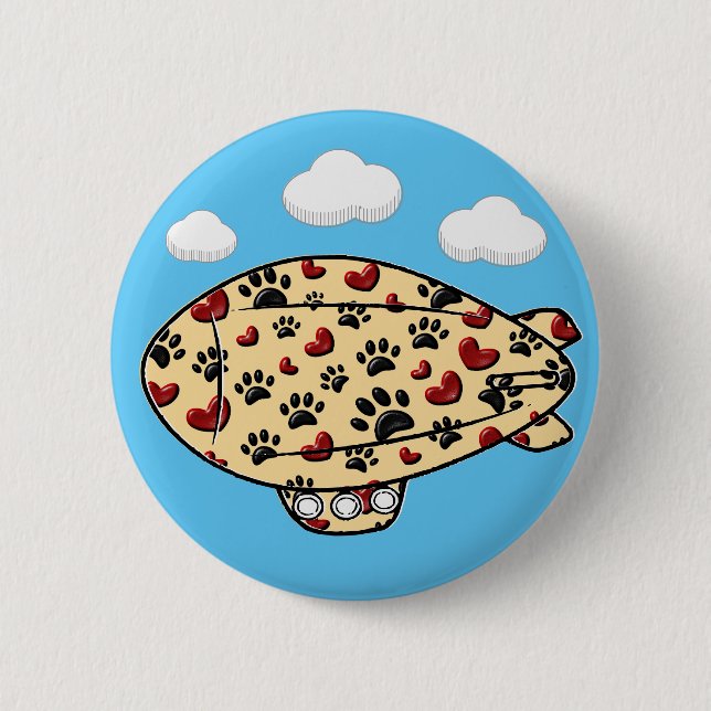 Badge Rond 5 Cm Dirigeable personnalisé avec empreintes de pattes  (Devant)