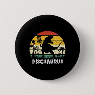 Badge Rond 5 Cm Disc Golf Rétro Dinosaure Joueur de Disc Golf Frol