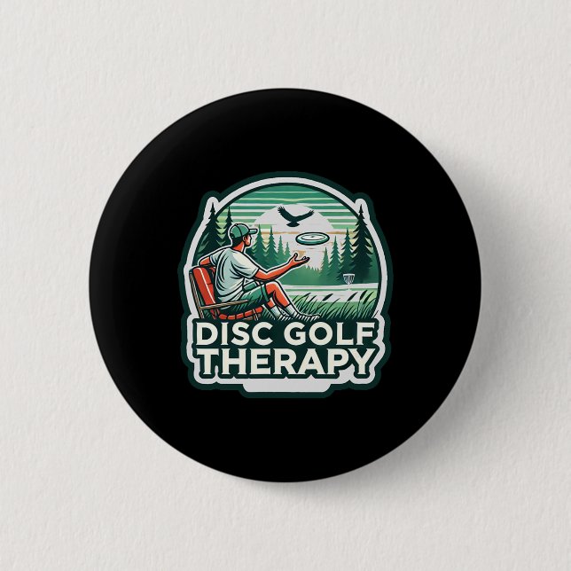 Badge Rond 5 Cm Disc Golf Therapy - Relaxer Et Jouer  (Devant)