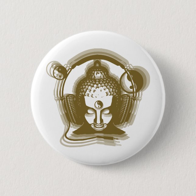 Badge Rond 5 Cm Disc-jockey de Bouddha (Devant)