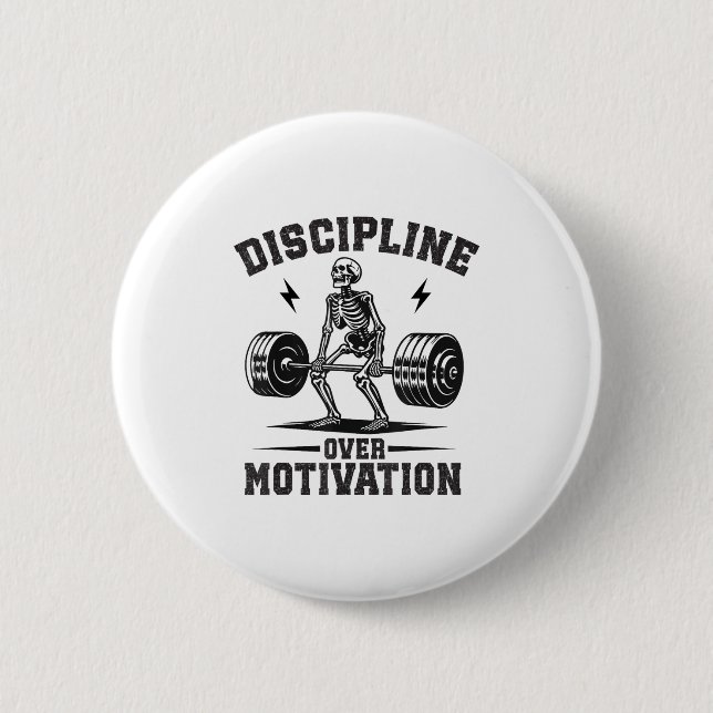 Badge Rond 5 Cm Discipline Over Motivation Gym Motivational Traini (Devant)