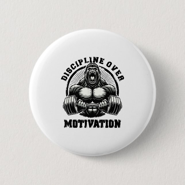 Badge Rond 5 Cm Discipline Over Motivation Weightlift Gym Quotes G (Devant)