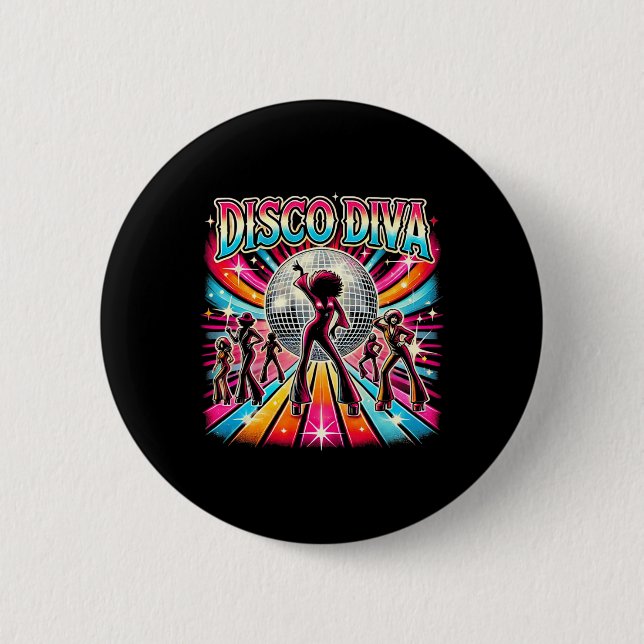 Badge Rond 5 Cm Disco Ball Disco Diva Queen (Devant)