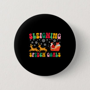 Badge Rond 5 Cm Discours Groovy Traîneau Objectif Renne Noël Sp