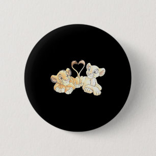 Badge Rond 5 Cm Disney Le Roi Lion Simba et Nala cœurs Valenti
