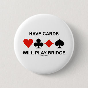 Badge Rond 5 Cm Disposez De Cartes Joueront À Bridge (Quatre Costu