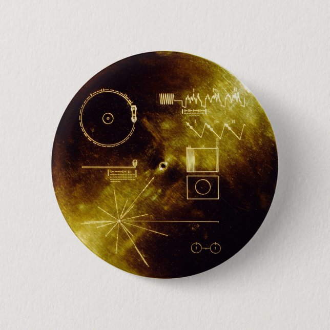 Badge Rond 5 Cm Disque d'or de Voyager (Devant)