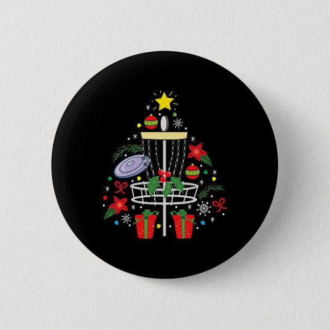 Badge Rond 5 Cm Disque Golf Frisbee Arbre de Noël Arbre de Noël Fu (Devant)