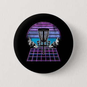 Badge Rond 5 Cm Disque Golf Synthwave 90s Vintage Retrowave Sunset