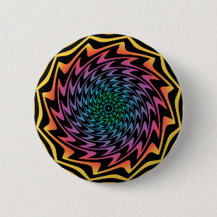 Badge Rond 5 Cm DISQUE HYPNOtique Spirale Zig Zag Néon MésoMérisan