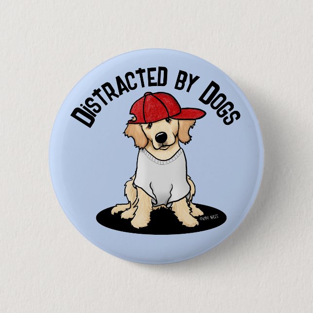 Badge Rond 5 Cm Distrait par Dogs Retriever (Devant)