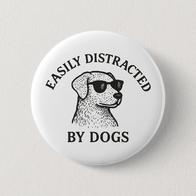 Badge Rond 5 Cm Distrait par les chiens (Devant)