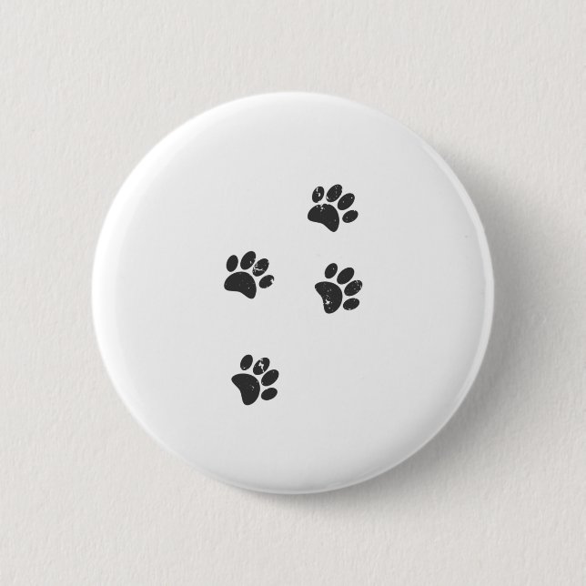 Badge Rond 5 Cm Distresse Chien Paw Traces (Devant)