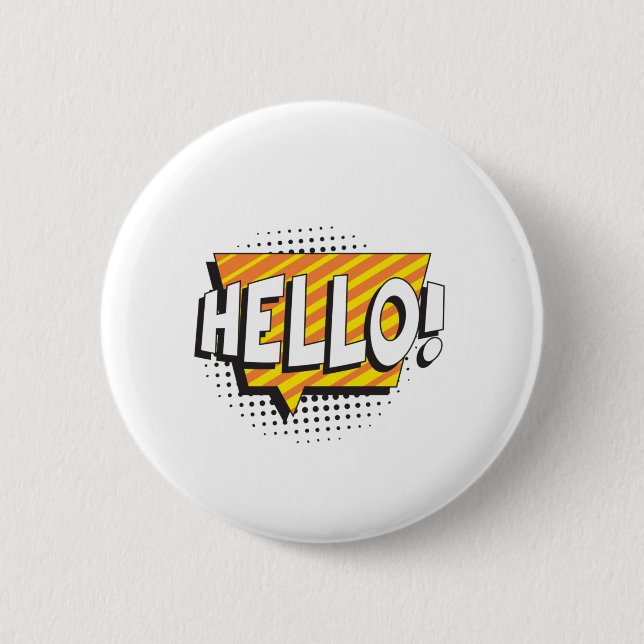 Badge Rond 5 Cm Dites "BONJOUR" dans le style pop art rétro (Devant)