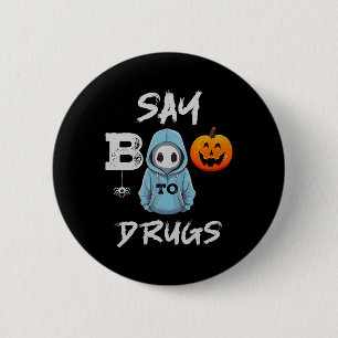 Badge Rond 5 Cm Dites Boo À Drogues Drôle Halloween Red Ribbon Wee