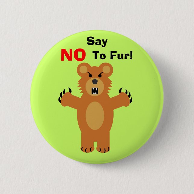 Badge Rond 5 Cm Dites NON à la fourrure ! (Devant)
