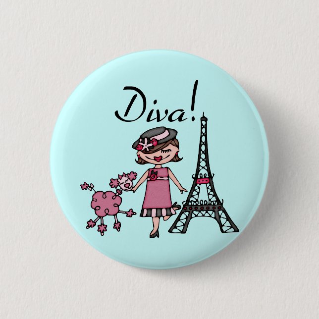 Badge Rond 5 Cm Diva Brown de cheveux (Devant)