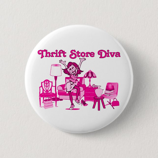 Badge Rond 5 Cm Diva de magasin d'occasions ronde (Devant)
