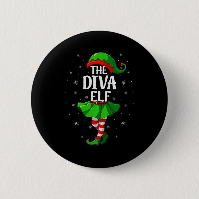 Badge Rond 5 Cm Diva Elf Christmas Girls Women Elf Squad Xmas Fami (Devant)