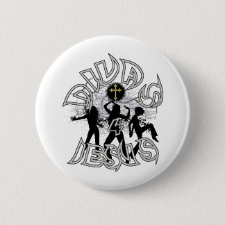 Badge Rond 5 Cm Divas pour Jésus noir et blanc