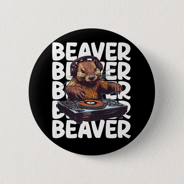Badge Rond 5 Cm DJ Beaver Lover (Devant)