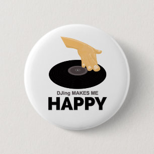Badge Rond 5 Cm DJing Me Rend Heureux