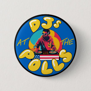 Badge Rond 5 Cm DJS au bouton des sondages