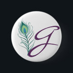 Badge Rond 5 Cm do-it-yourself Elégante Plume De Peacock<br><div class="desc">L'élégante plumes de paon vert émeraude ajoute une touche exotique à vos événements mariages. Une touche d'extravagance sobre.</div>