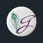 Badge Rond 5 Cm do-it-yourself Elégante Plume De Peacock<br><div class="desc">L'élégante plumes de paon vert émeraude ajoute une touche exotique à vos événements mariages. Une touche d'extravagance sobre.</div>