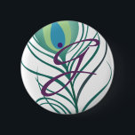 Badge Rond 5 Cm do-it-yourself Elégante Plume De Peacock<br><div class="desc">L'élégante plumes de paon vert émeraude ajoute une touche exotique à vos événements mariages. Une touche d'extravagance sobre.</div>
